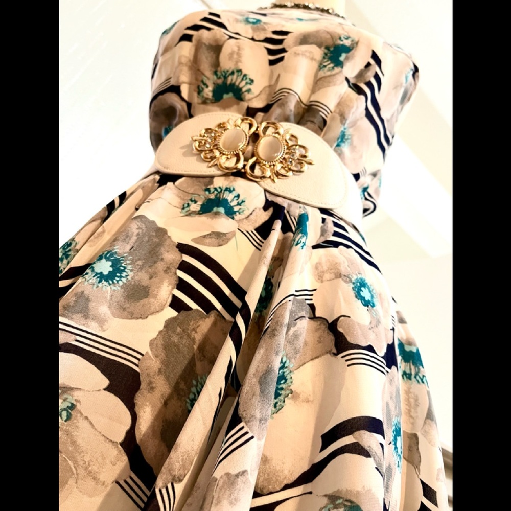 NWT S RARE Find Maison Jules Macy’s Gray Floral Teal Dress - Picture 2 of 9